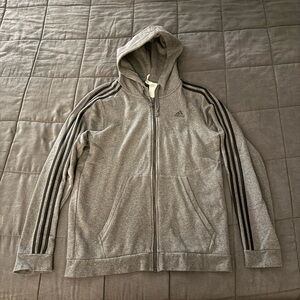 Adidas Men's Gray Zip-Up Hoodie